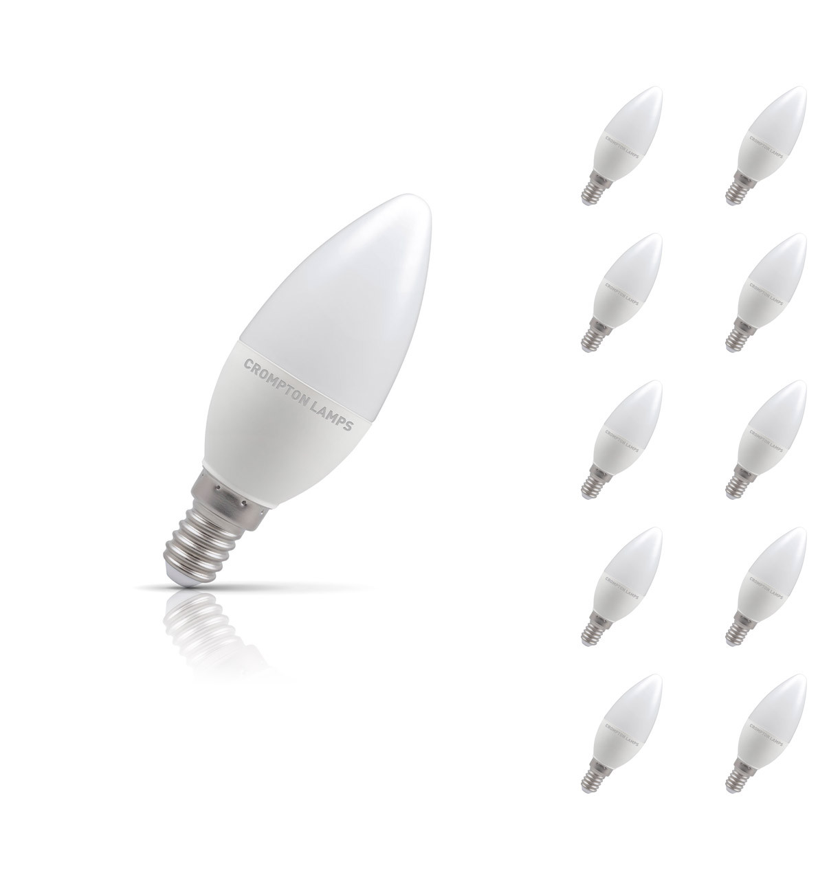 Crompton Candle LED Light Bulb Dimmable E14 5W (40W Eqv) Warm White 10-Pack Opal