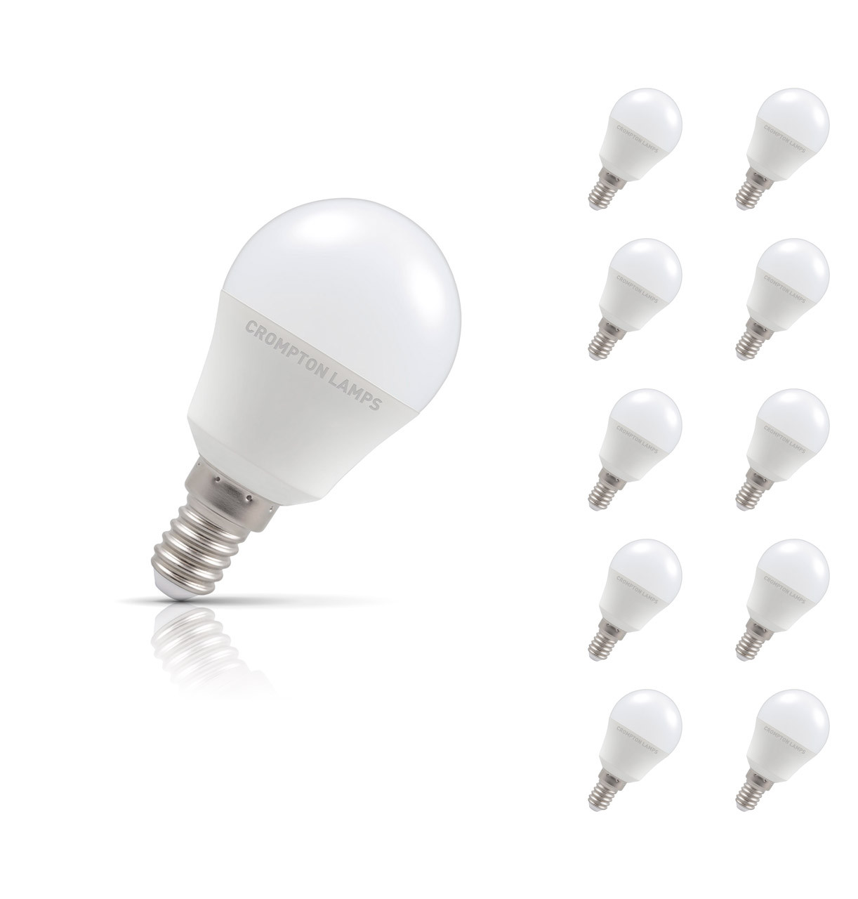 Crompton Golfball LED Light Bulb Dimmable E14 5W (40W Eqv) Cool White 10-Pack Opal