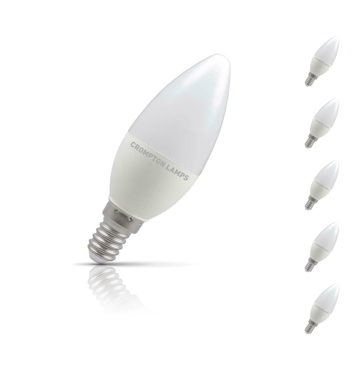 Crompton Candle LED Light Bulb Dimmable E14 5W (40W Eqv) Warm White 5-Pack Opal