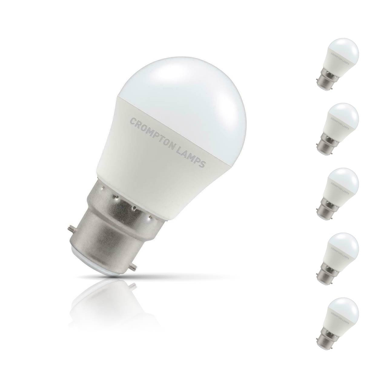 Crompton Golfball LED Light Bulb Dimmable B22 5W (40W Eqv) Warm White 5-Pack Opal