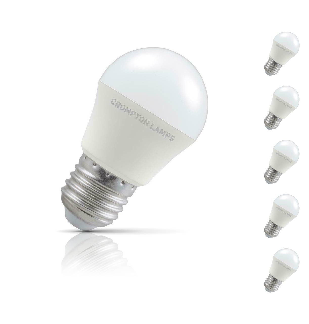 Crompton Golfball LED Light Bulb Dimmable E27 5W (40W Eqv) Cool White 5-Pack Opal