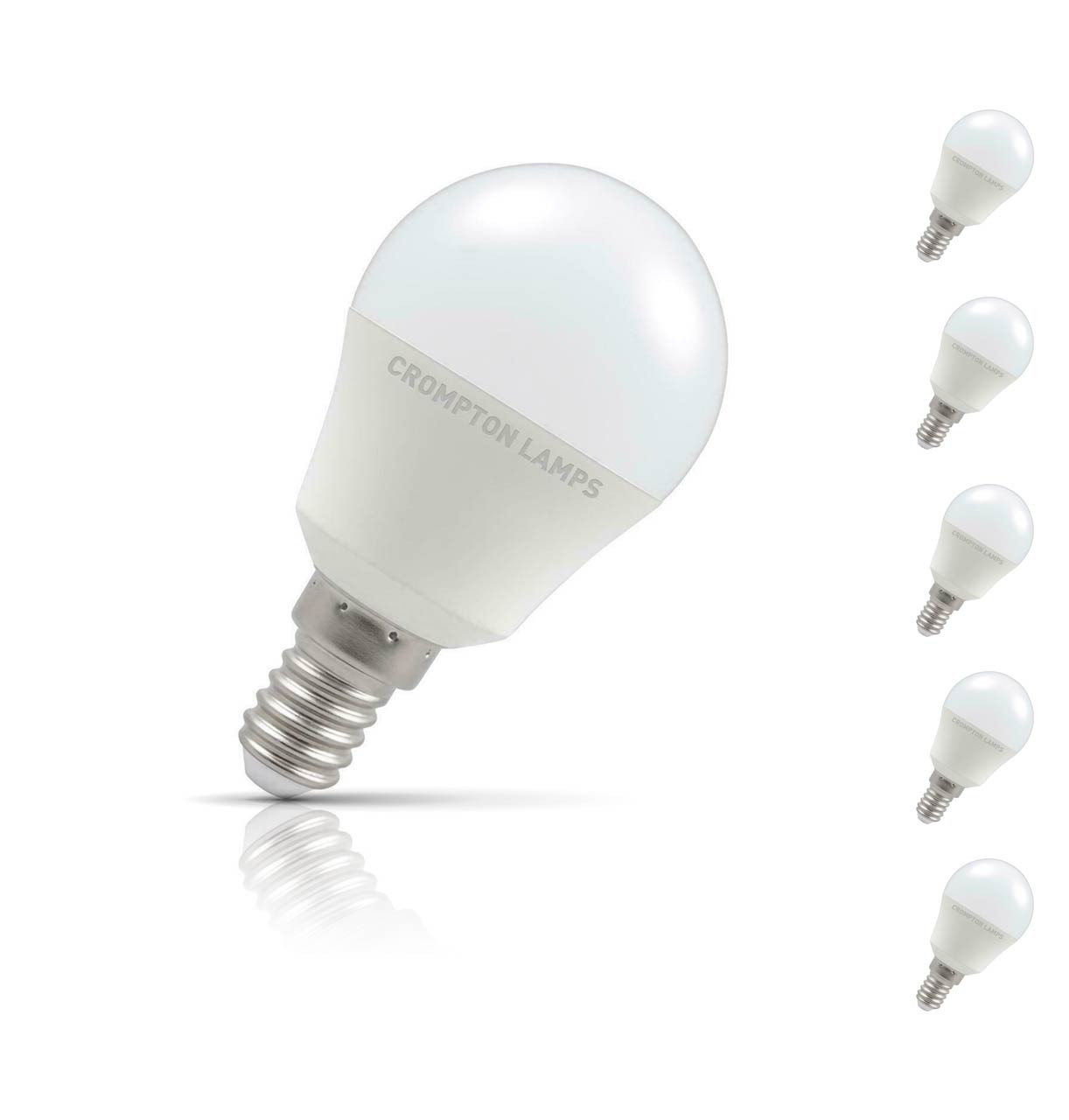Crompton Golfball LED Light Bulb Dimmable E14 5W (40W Eqv) Cool White 5-Pack Opal