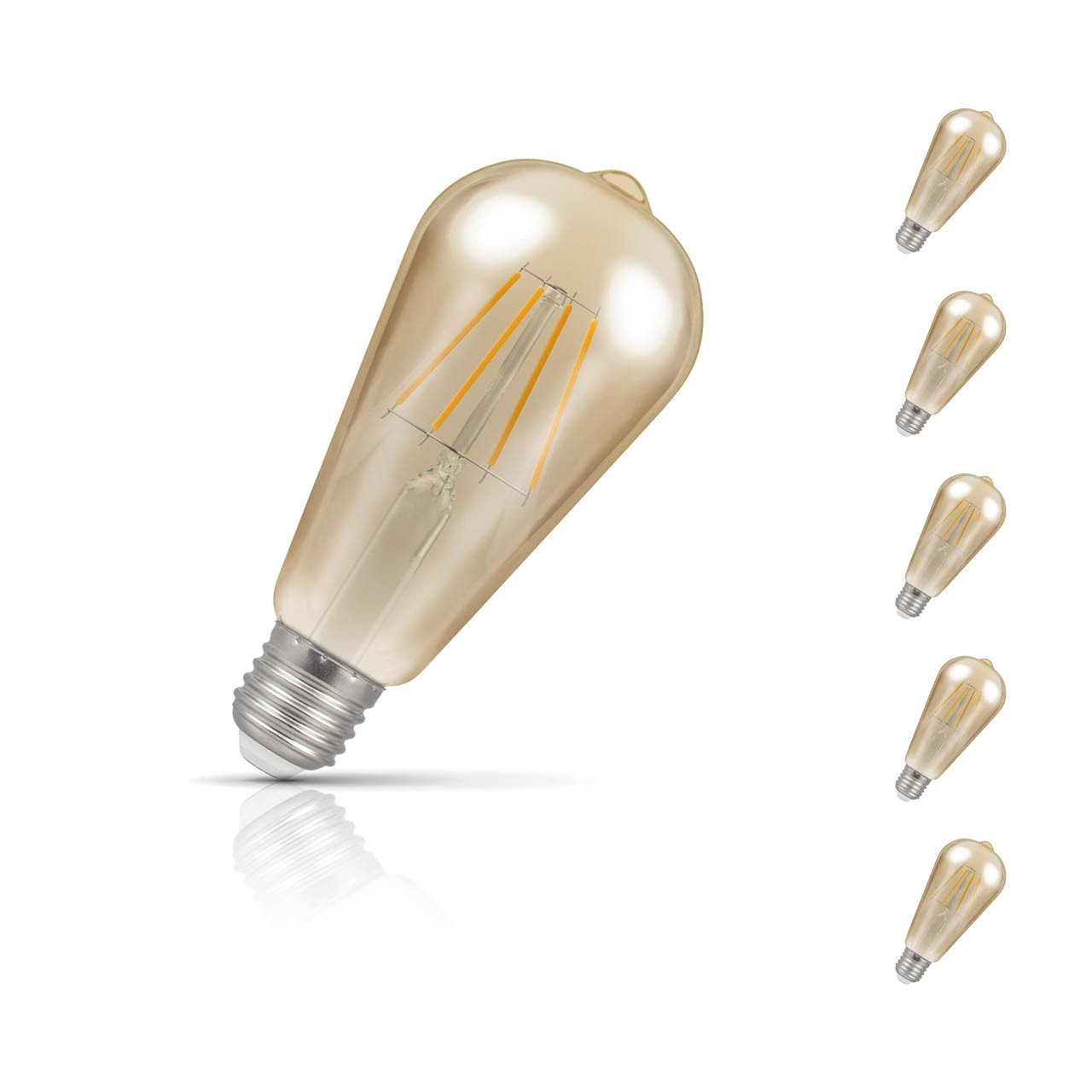 5-Pack Crompton ST64 LED Light Bulbs E27 7W (50W Eqv) Dim Extra Warm White Antique Squirrel Cage Filament Screw Vintage Edison 5-Pack Crompton ST64 LED Light Bulbs E27 7W (50W Eqv) Dim Extra Warm White Antique Squirrel Cage Filament Screw Vintage Edison