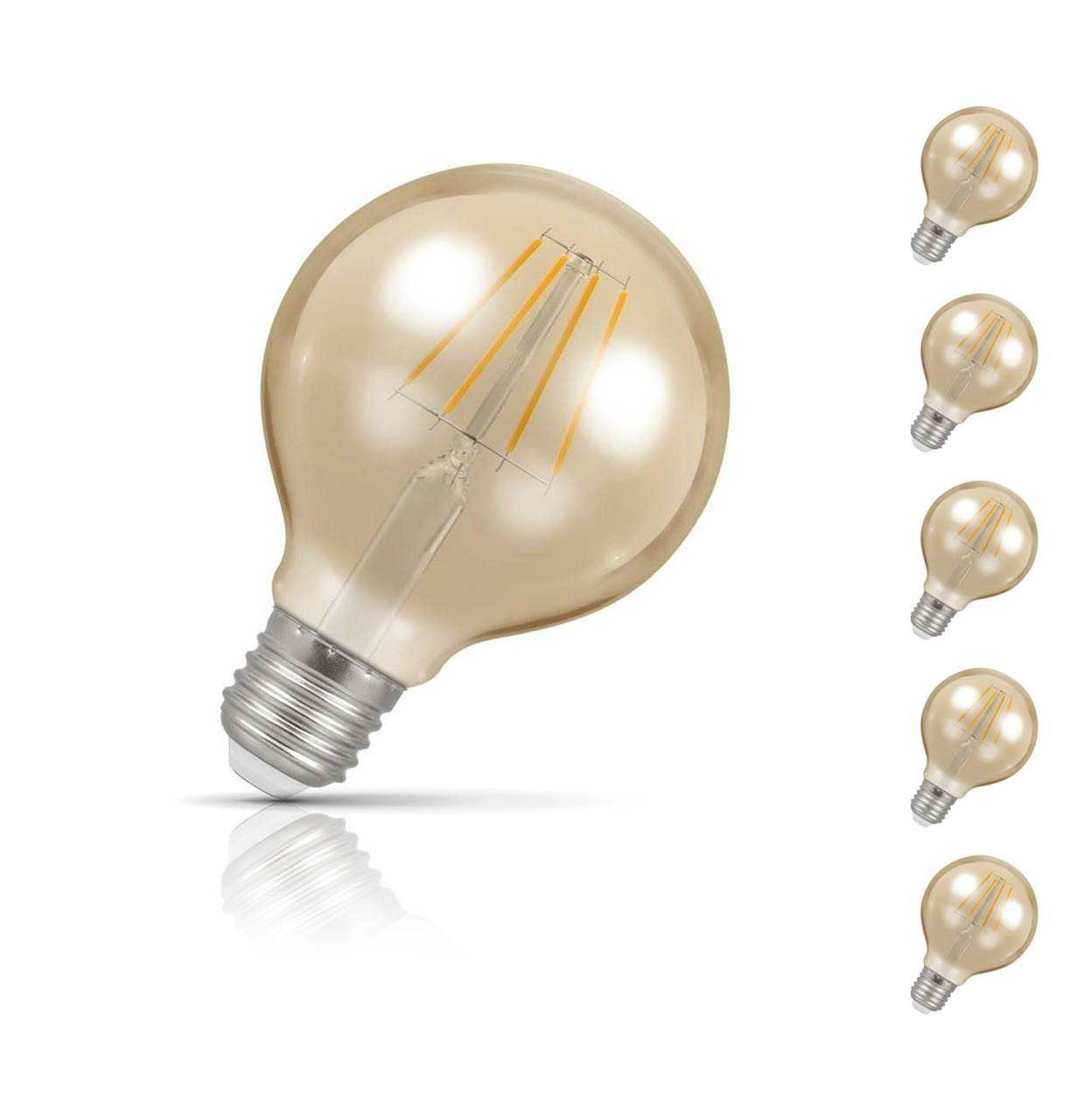 Crompton Globe LED Light Bulb G80 E27 5W (35W Eqv) Warm White 5-Pack Vintage