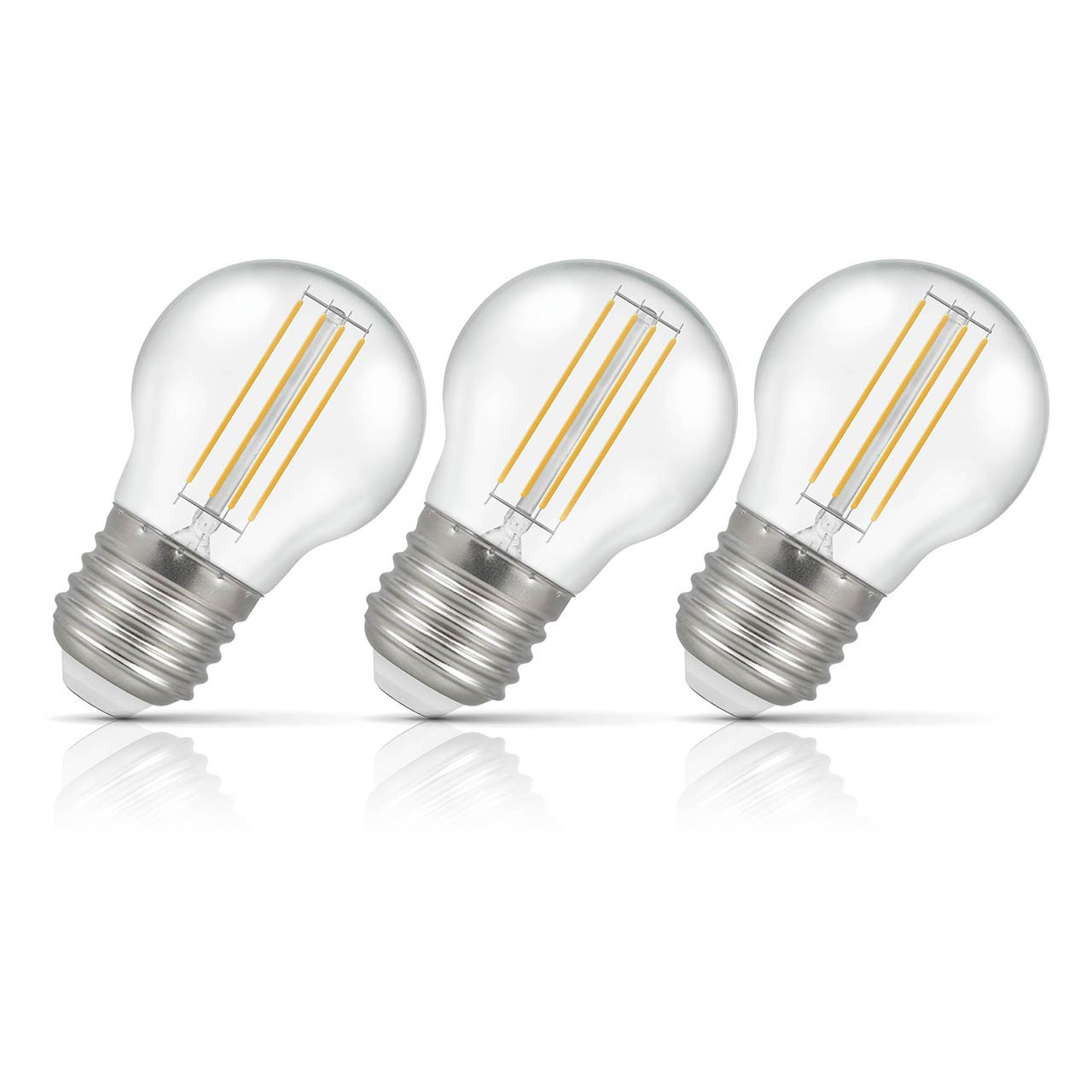 Crompton Golfball LED Light Bulb Dimmable E27 4.2W (40W Eqv) Warm White 3-Pack Filament Clear