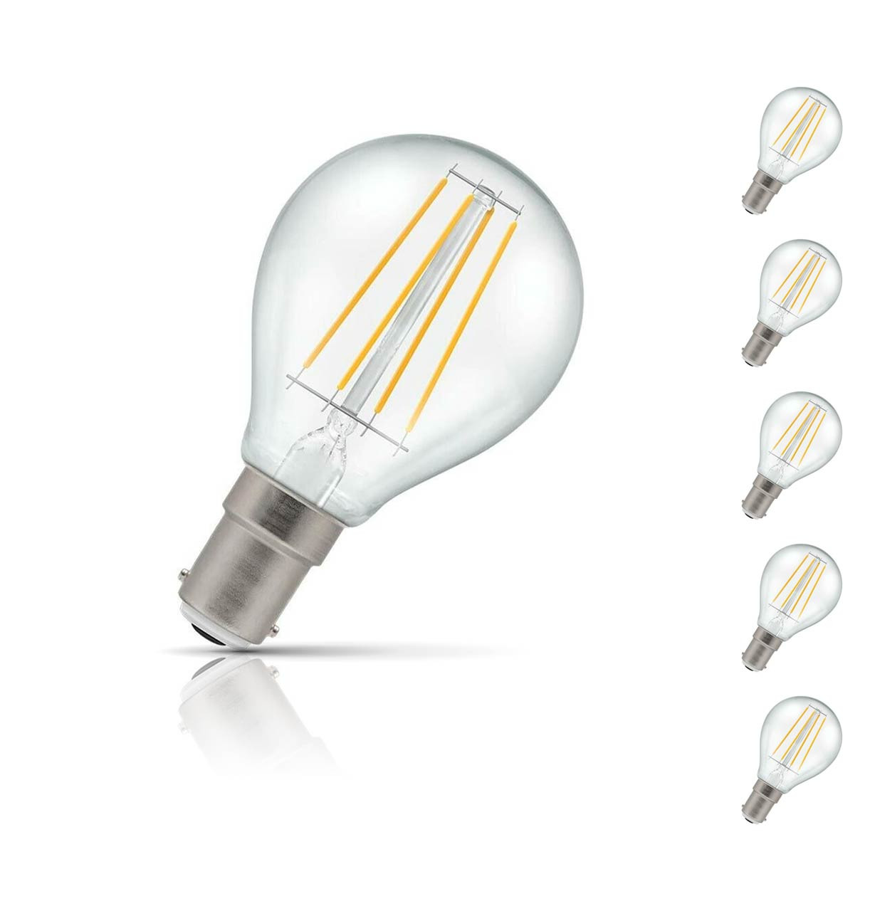 Crompton Golfball LED Light Bulb B15 5W (40W Eqv) Warm White 5-Pack Clear