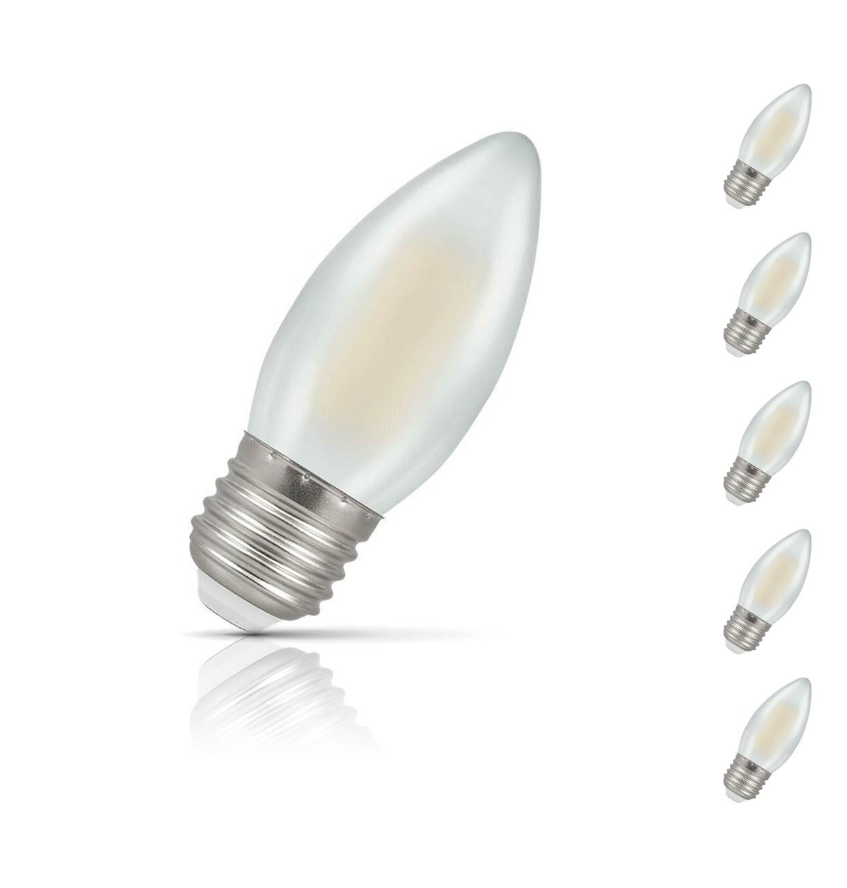 Crompton Candle LED Light Bulb Dimmable E27 5W (40W Eqv) Warm White 5-Pack Pearl