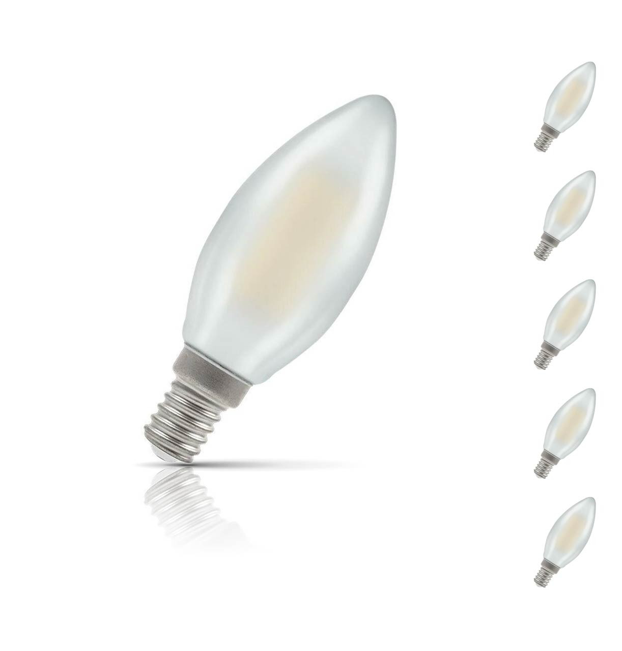 Crompton Candle LED Light Bulb Dimmable E14 5W (40W Eqv) Warm White 5-Pack Pearl