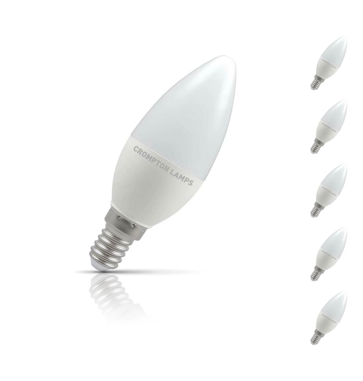 Crompton Candle LED Light Bulb E14 4.9W (40W Eqv) Daylight 5-Pack Opal
