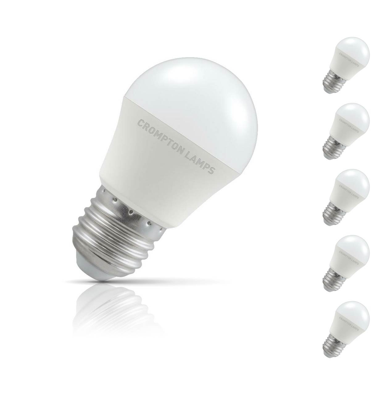 Crompton Golfball LED Light Bulb E27 4.9W (40W Eqv) Cool White 5-Pack Opal