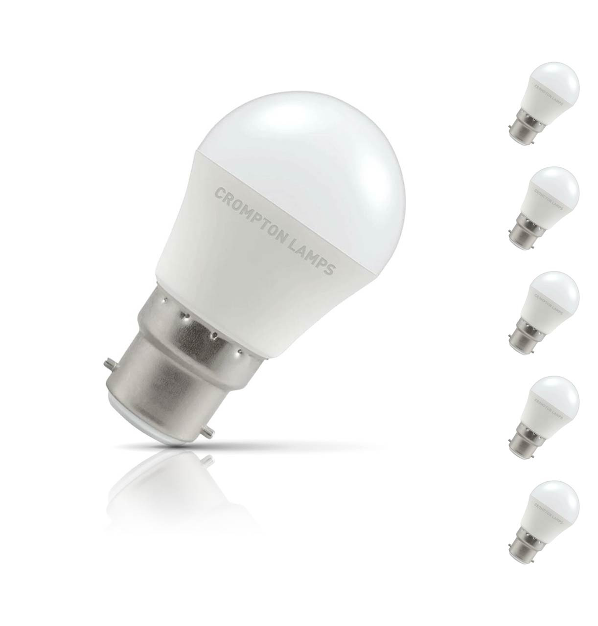 Crompton Golfball LED Light Bulb B22 4.9W (40W Eqv) Daylight 5-Pack Opal