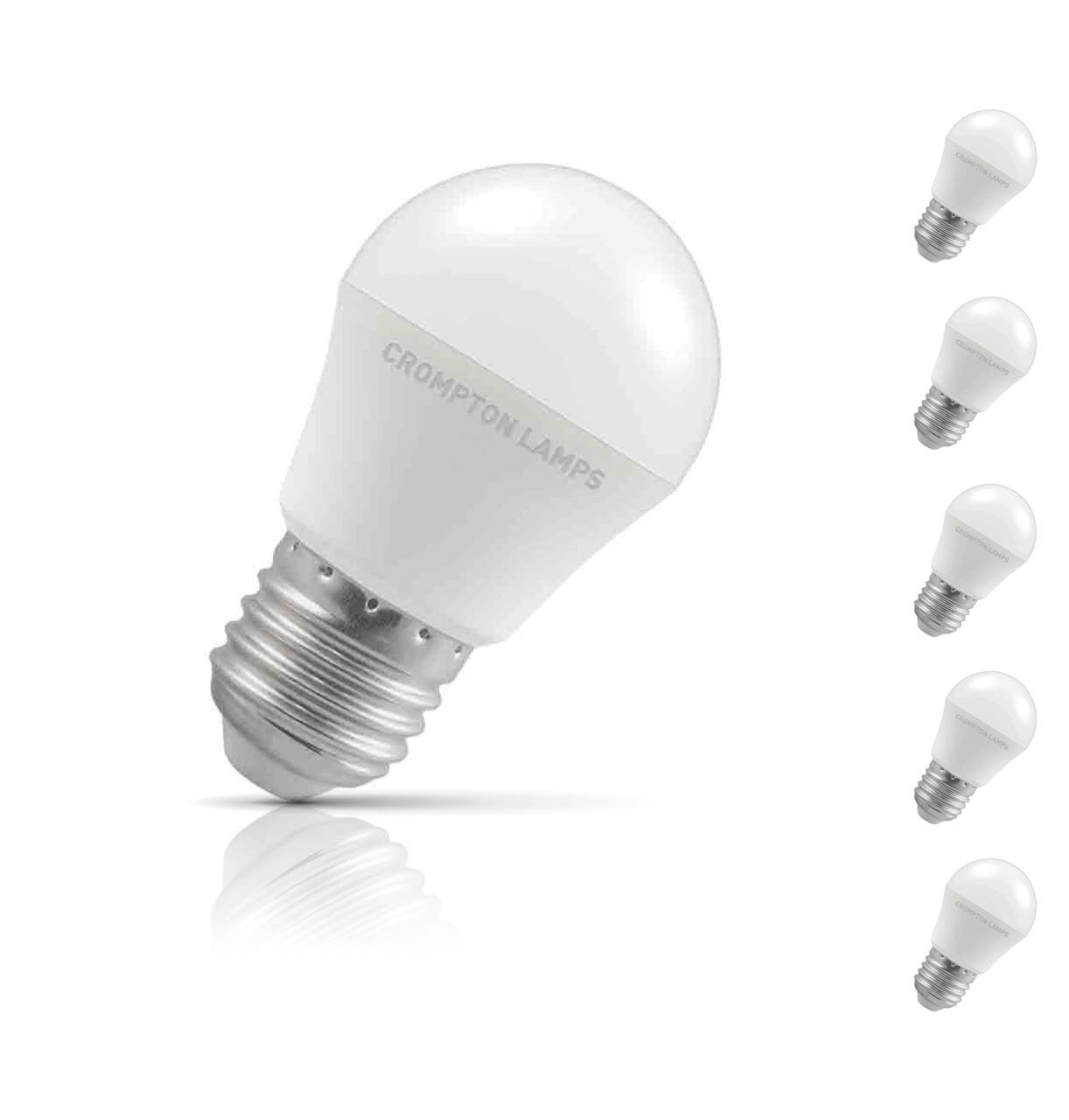 Crompton Golfball LED Light Bulb E27 4.9W (40W Eqv) Daylight 5-Pack Opal