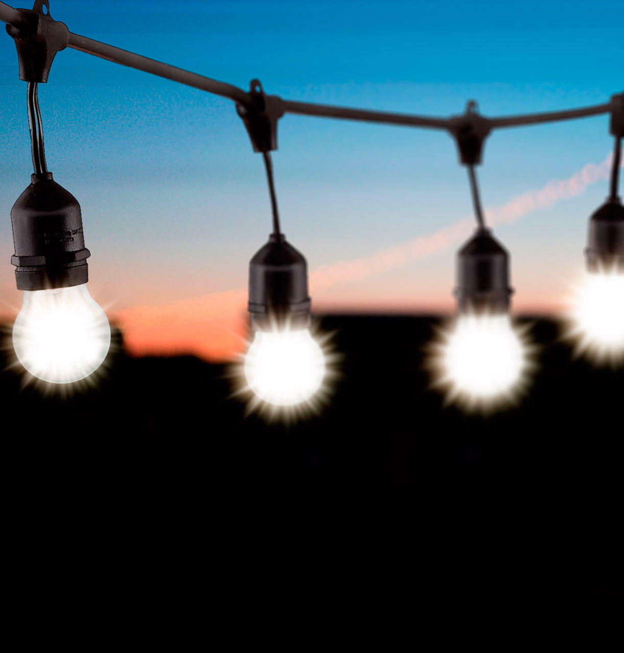 nxt gen Festoon Light E27 with 40x LED Golfball Light Bulbs Cool White Clear Black Premium 20m Connectible Outdoor String Decking Garden 20 Metre nxt gen Festoon Light E27 with 40x LED Golfball Light Bulbs Cool White Clear Black Premium 20m Connectible Outdoor String Decking Garden 20 Metre