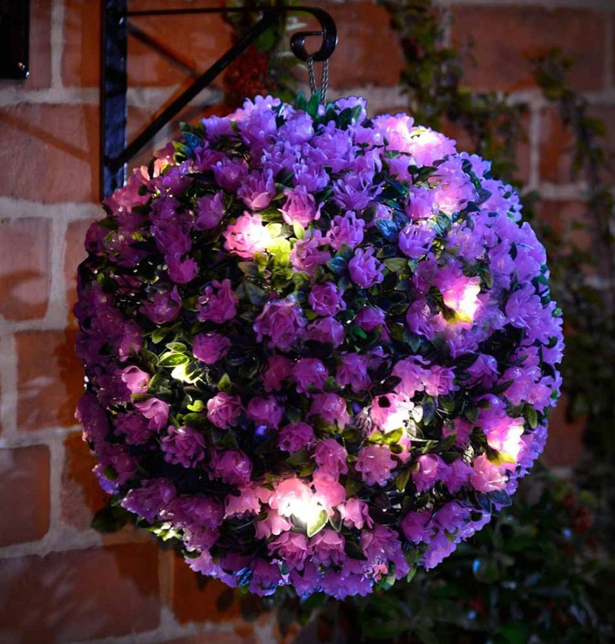 Image of Solalite LED Topiary Ball Solar Mini Rose Purple 28cm