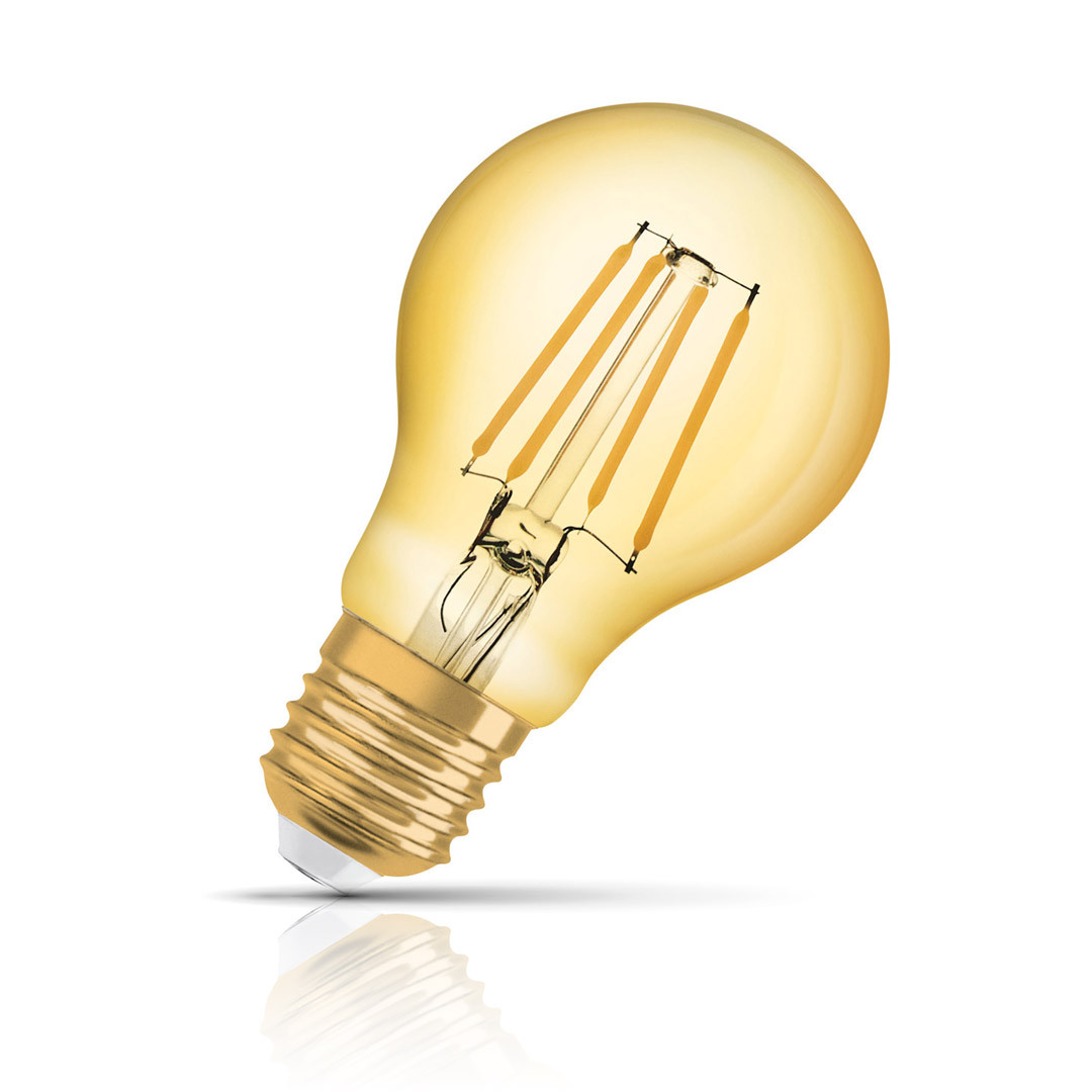 Osram GLS LED Classic A Light Bulb E27 6.5W (50W Eqv) Extra Warm White Gold Vintage 1906 Screw Filament