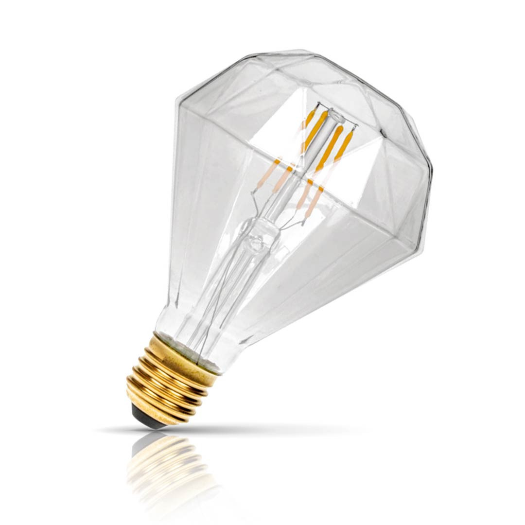 Prolite Diamond LED Light Bulb Dimmable E27 4W Extra Warm White Clear