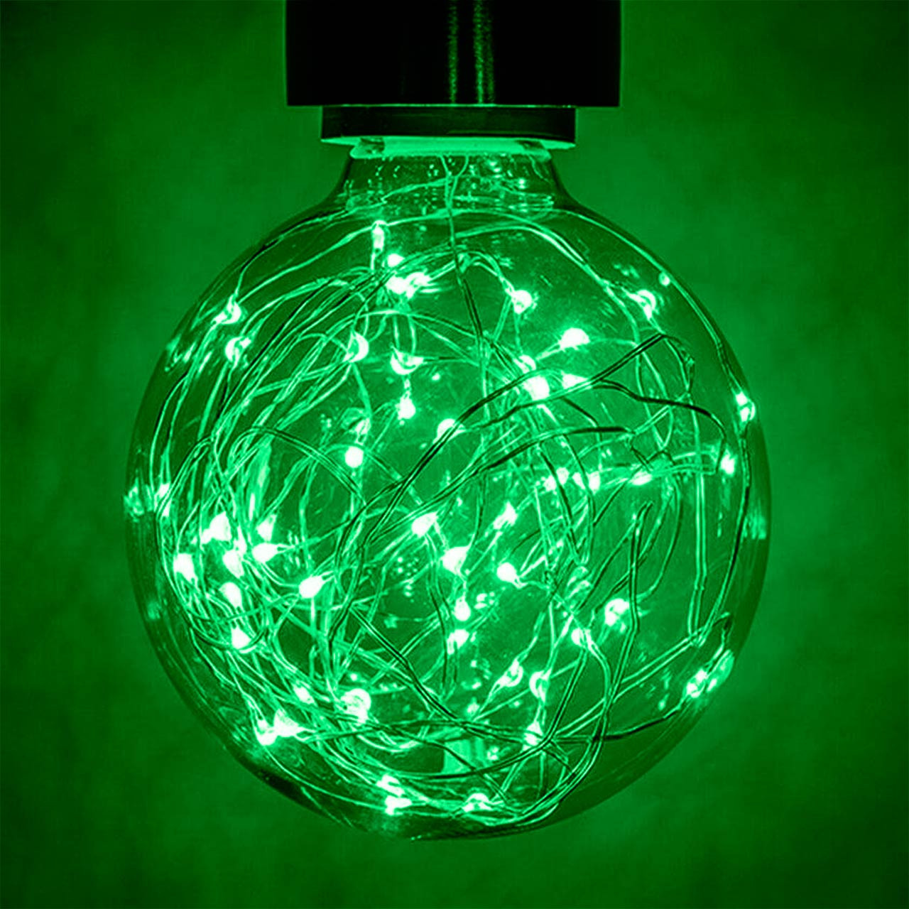 Prolite Globe LED Light Bulb G95 B22 1.7W Green Star Effect Funky Filaments