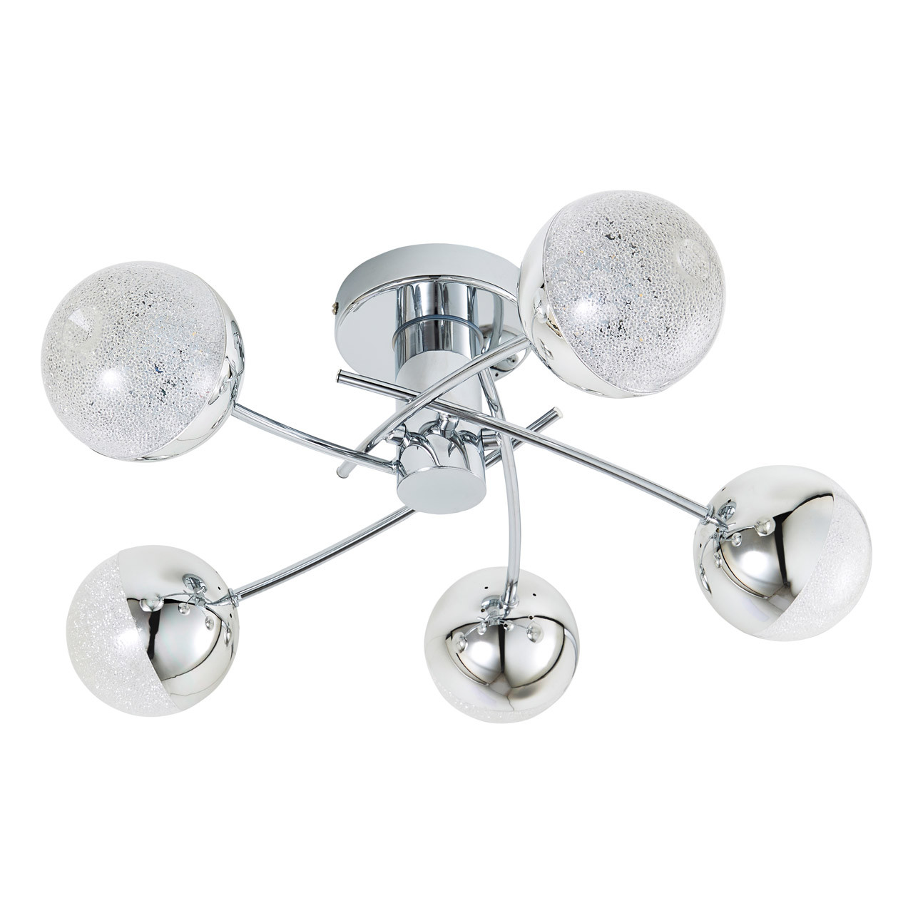 Spa Rhodes LED 5-Light Flush Ceiling Light 24W Cool White Crackle Effect and Chrome