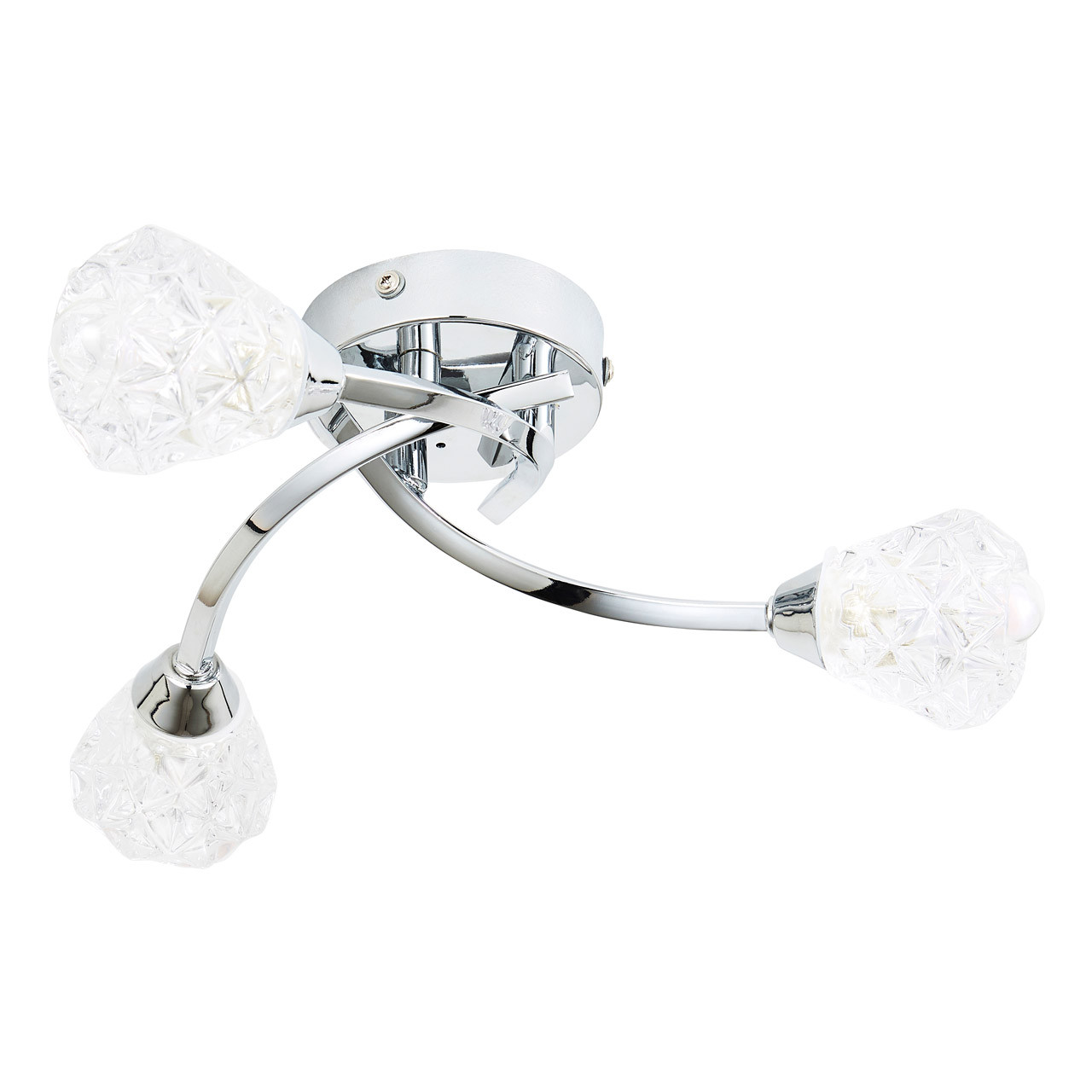 Spa Volos 3-Light Flush Ceiling Light Diamond Cut Glass and Chrome