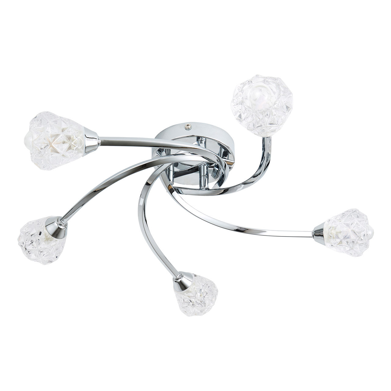 Spa Volos 5-Light Flush Ceiling Light Diamond Cut Glass and Chrome