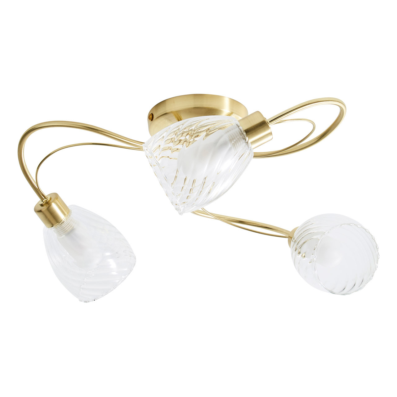 Spa Veria 3-Light Flush Ceiling Light Clear Glass and Satin Brass