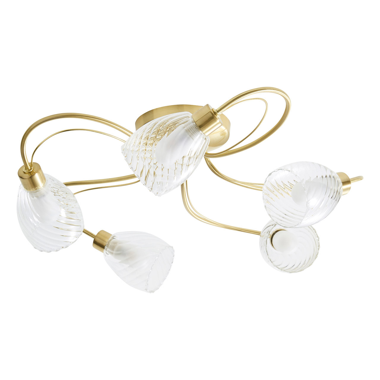 Spa Veria 5-Light Flush Ceiling Light Clear Glass and Satin Brass