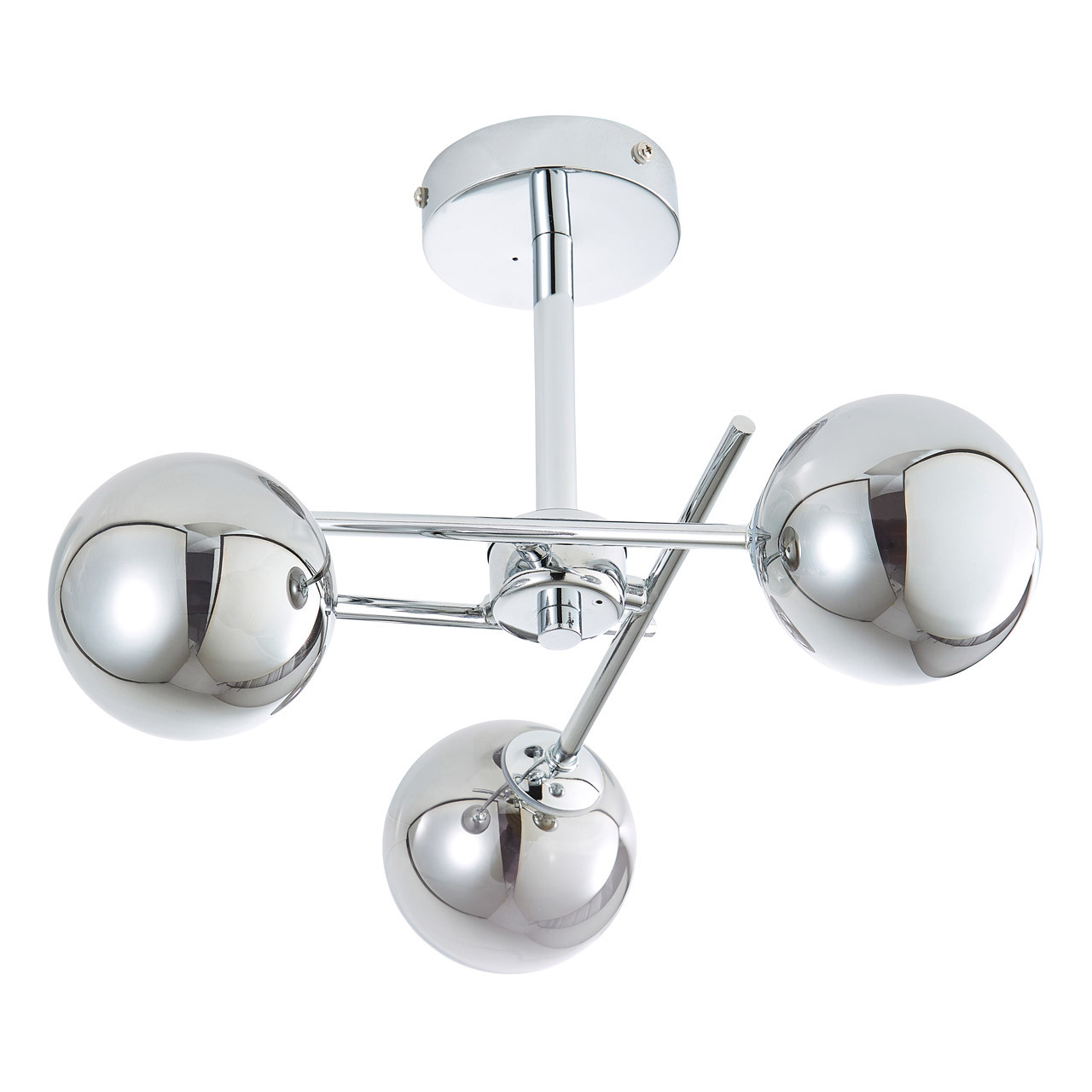 Spa Lindos 3-Light Semi-Flush Ceiling Light Smoke Glass and Chrome