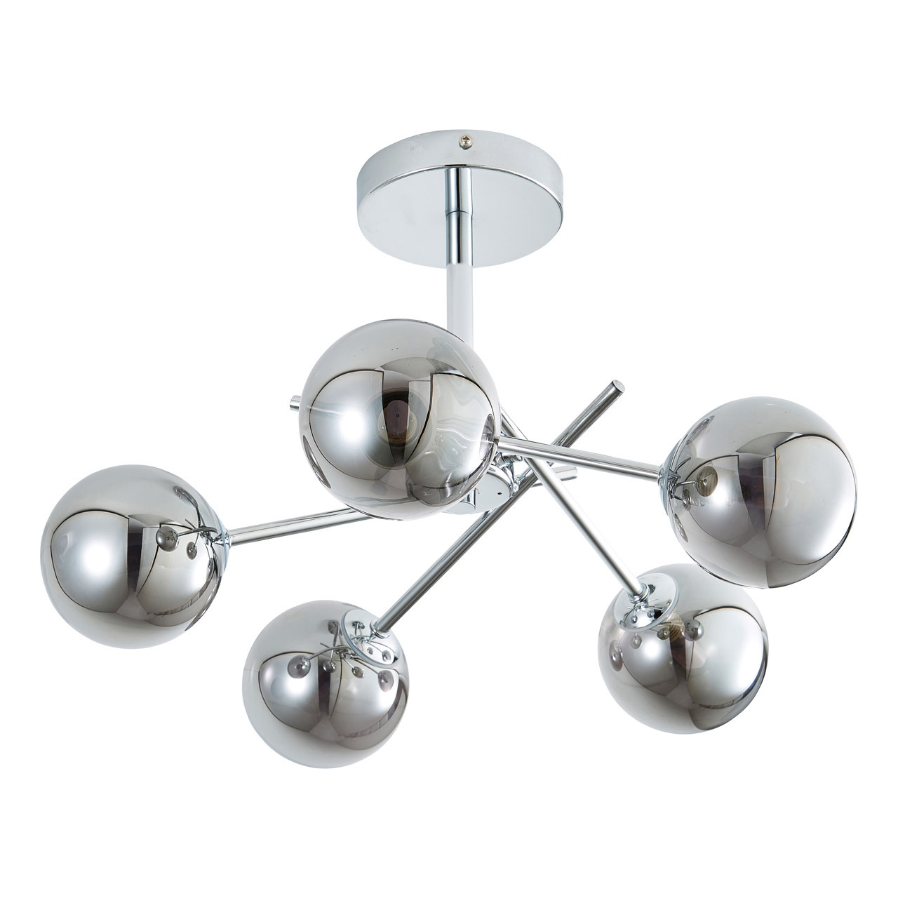 Photos - Chandelier / Lamp SPA Lindos 5-Light Semi-Flush Ceiling Light Smoke Glass and Chrome -358 