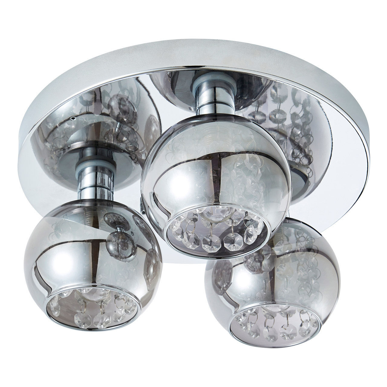 Photos - Chandelier / Lamp SPA Megara 3-Light Flush Ceiling Light Decorative Crystal Smoke Glass and 