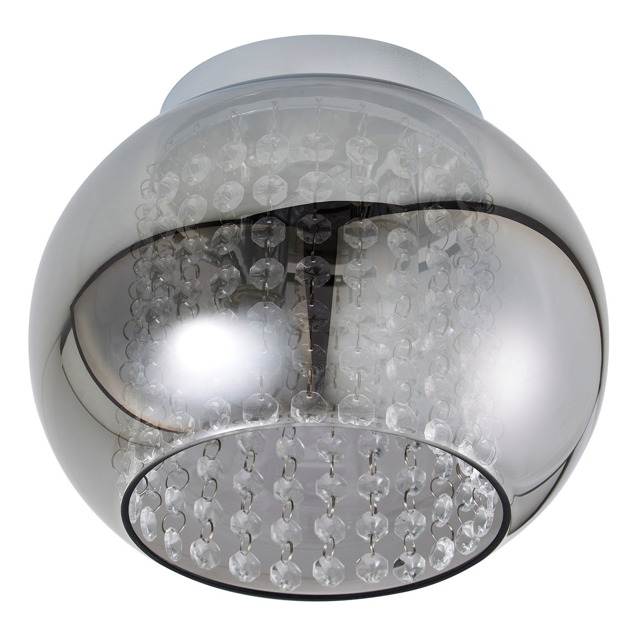 Spa Megara 2-Light Cloche Ceiling Light Decorative Crystal Smoke Glass and Chrome