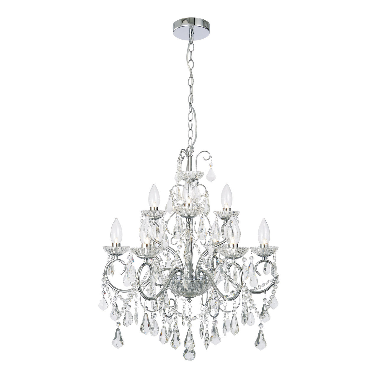 Photos - Chandelier / Lamp SPA Vela 9-Light Chandelier Crystal Glass and Chrome -19714-CHR 