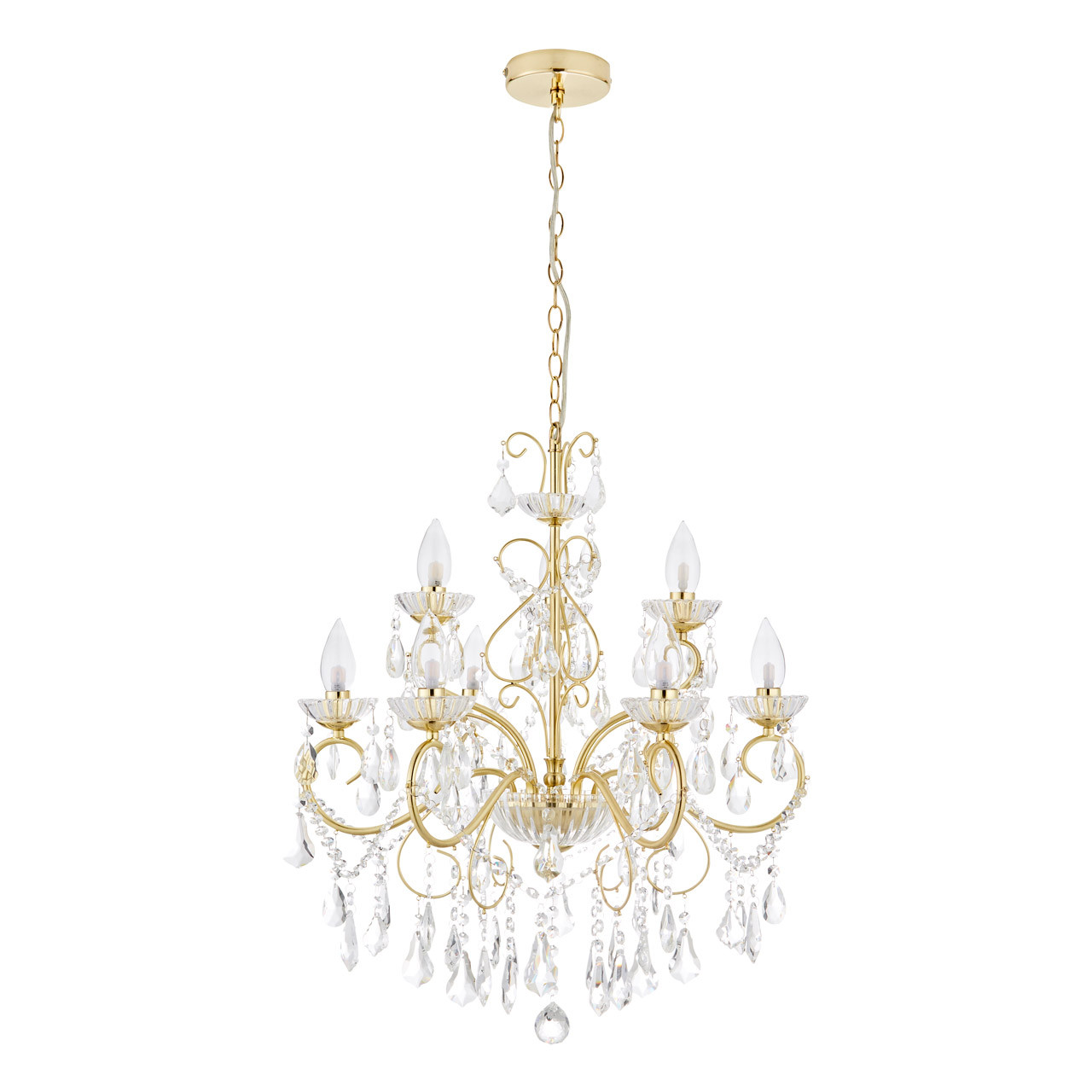 Spa Vela 9-Light Chandelier Crystal Glass and Satin Brass