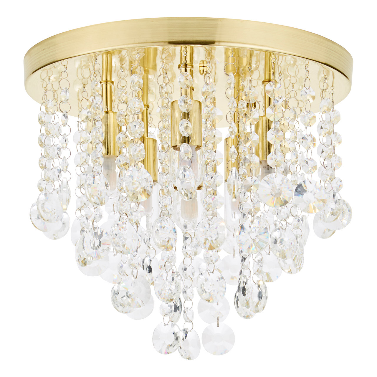 Photos - Chandelier / Lamp SPA Celeste 6-Light Flush Ceiling Light Crystal Glass and Satin Brass  