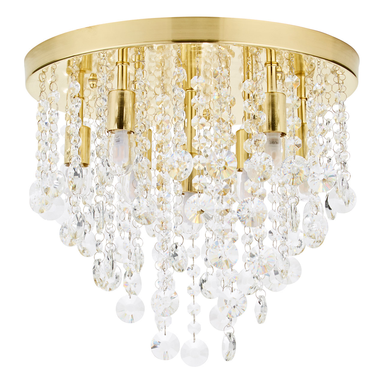 Spa Celeste 9-Light Flush Ceiling Light Crystal Glass and Satin Brass