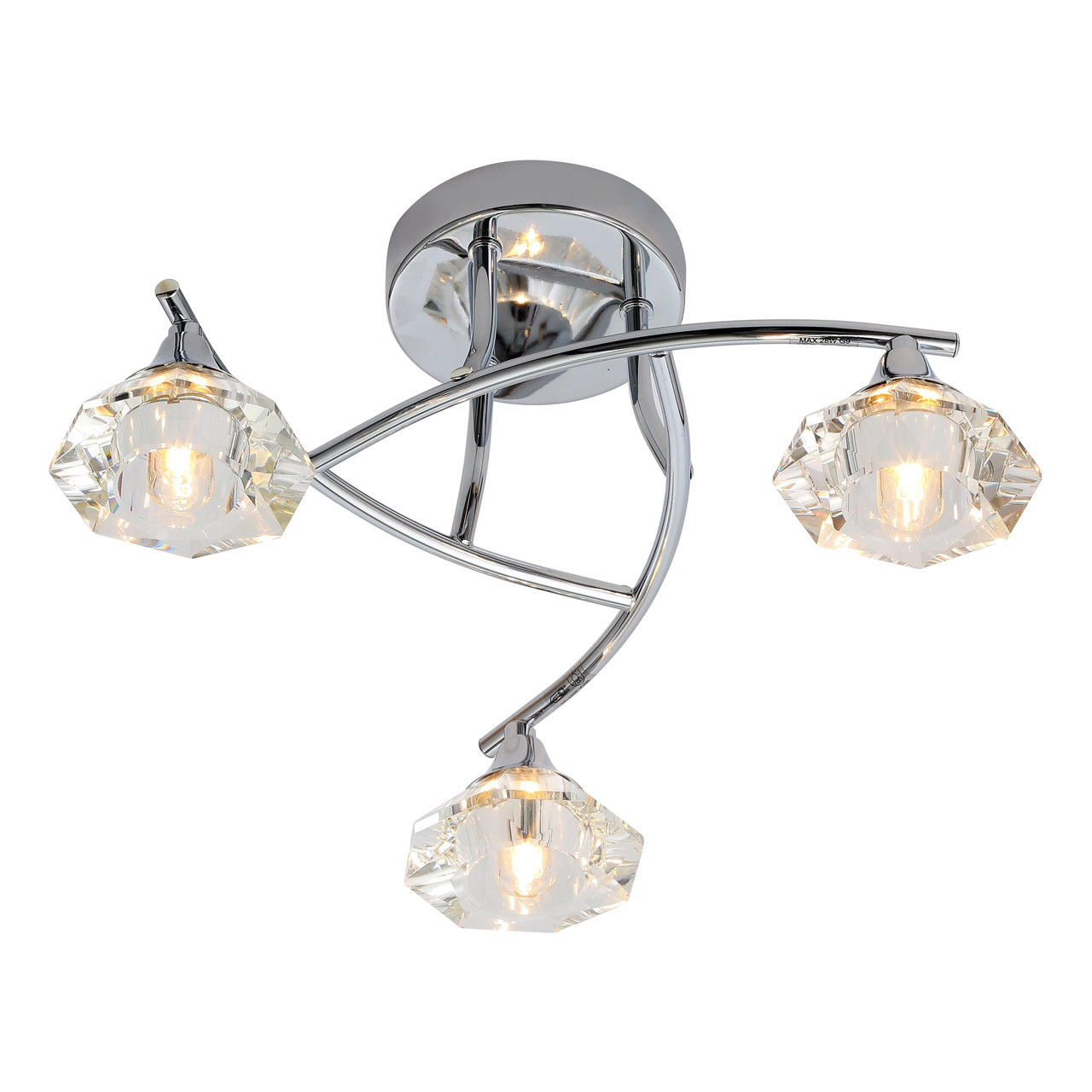 Spa Reena 3-Light Flush Ceiling Light Clear Glass and Chrome