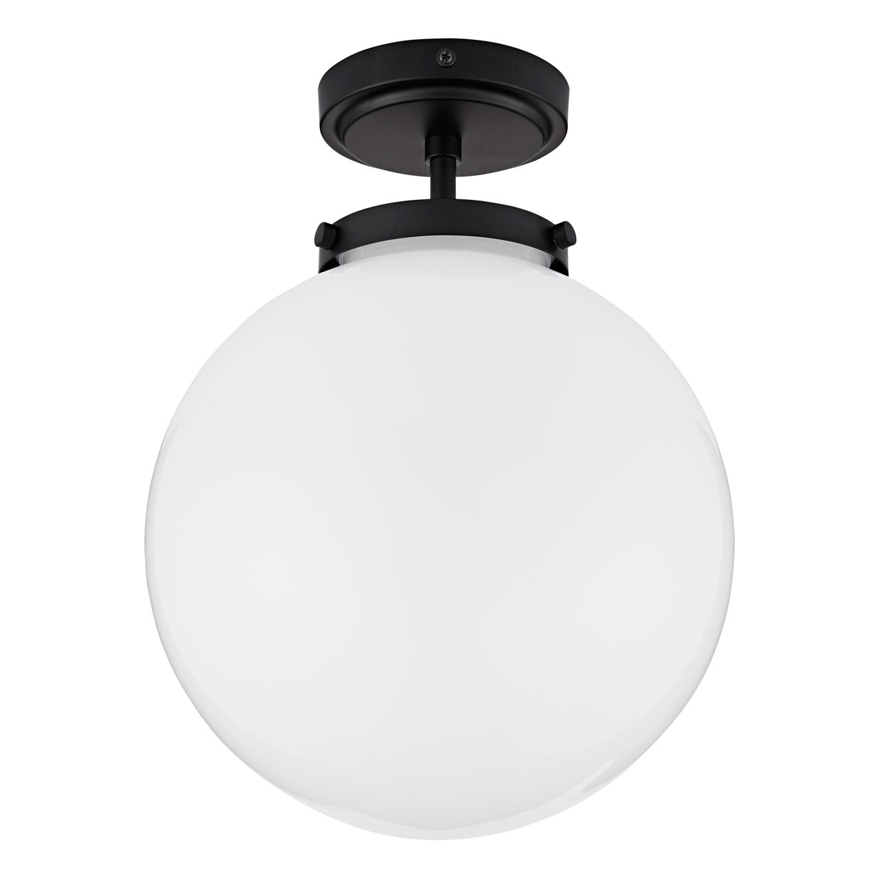 Spa Porto Single Globe Semi-Flush Ceiling Light Opal and Matt Black