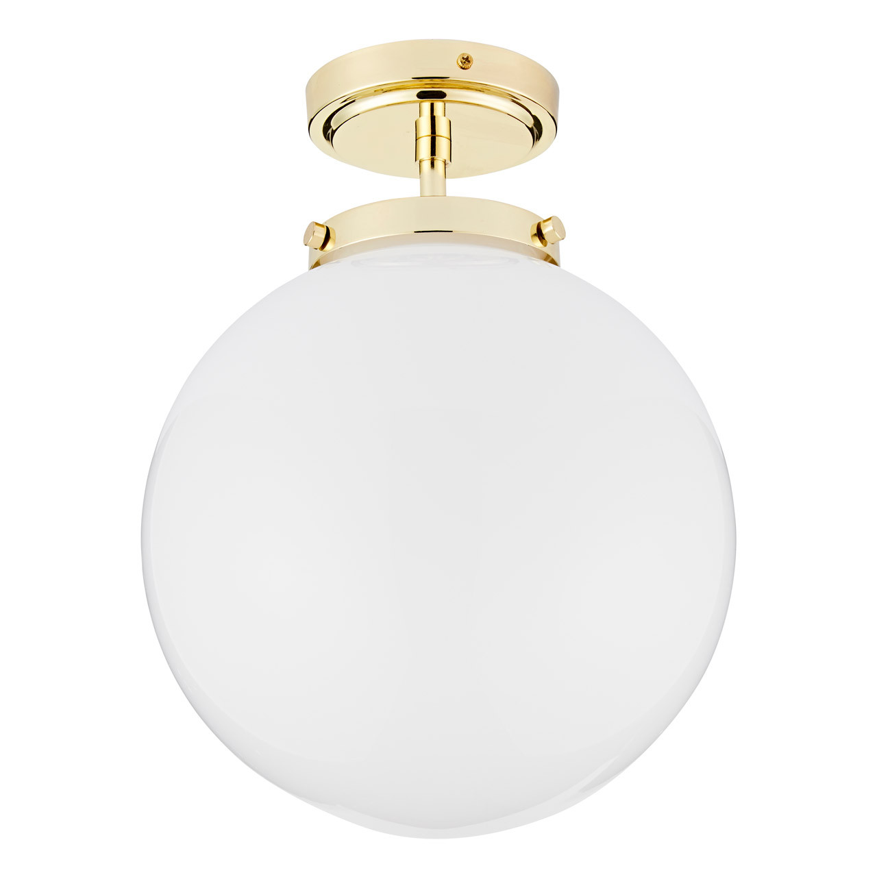 Spa Porto Single Globe Semi-Flush Ceiling Light Opal and Brass