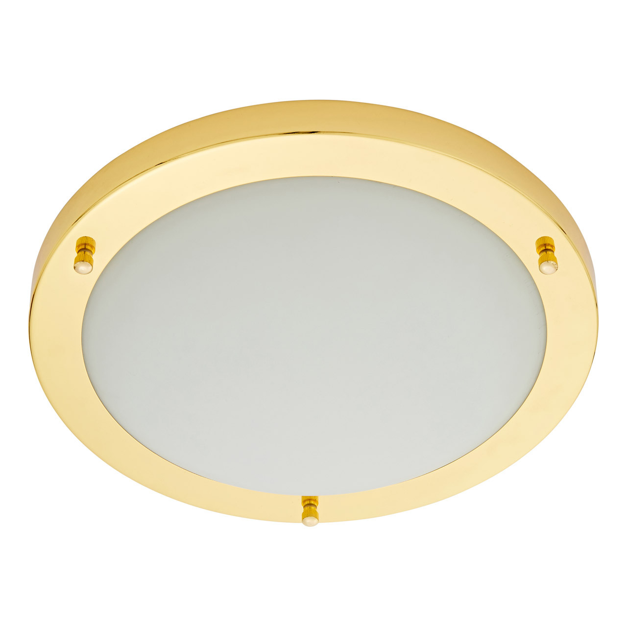 Spa 310mm Delphi LED Flush Ceiling Light 18W Cool White Opal Glass and Brass