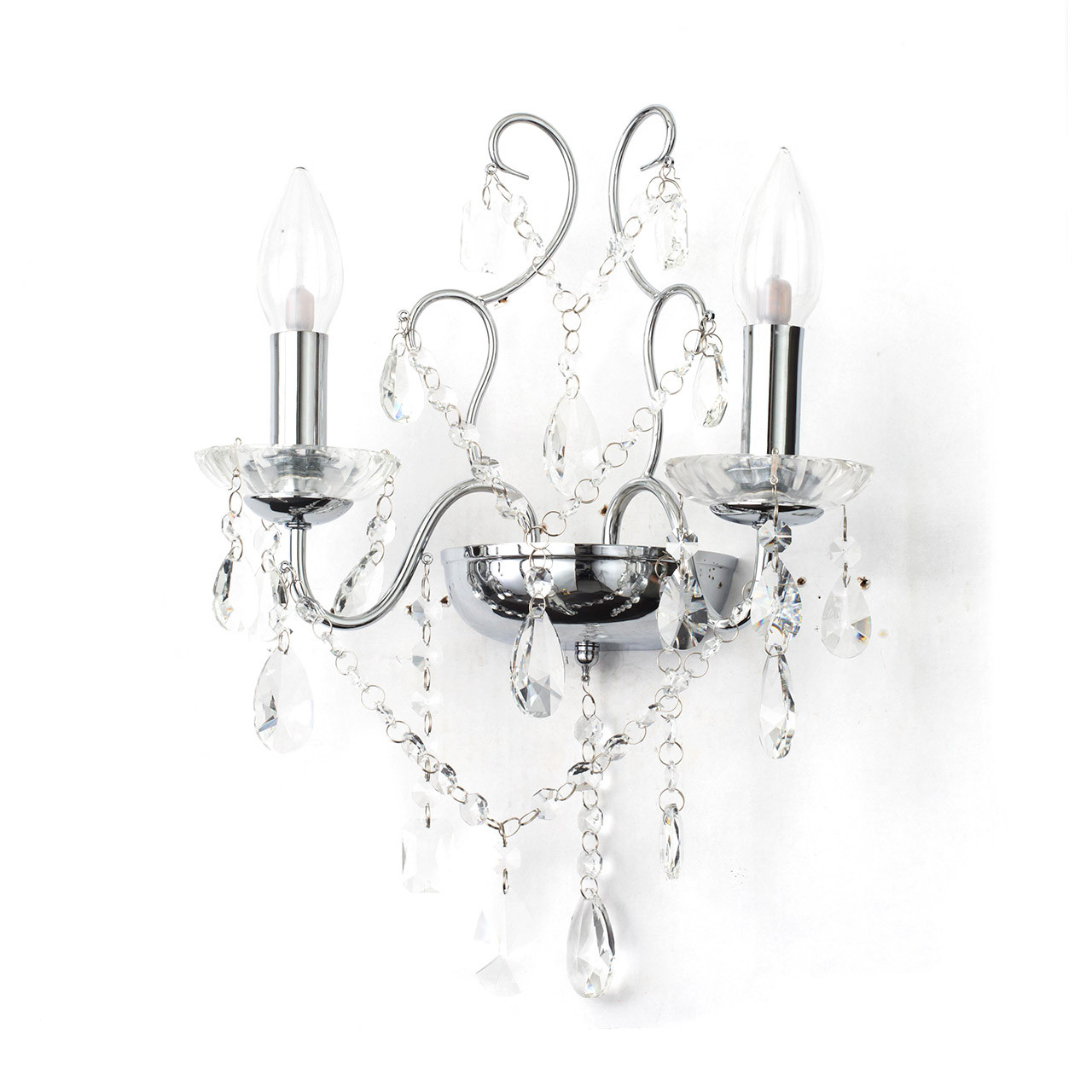 Photos - Chandelier / Lamp Spa Pro Annalee 2-Light Wall Light Crystal Glass and Chrome SP-25253-CHR