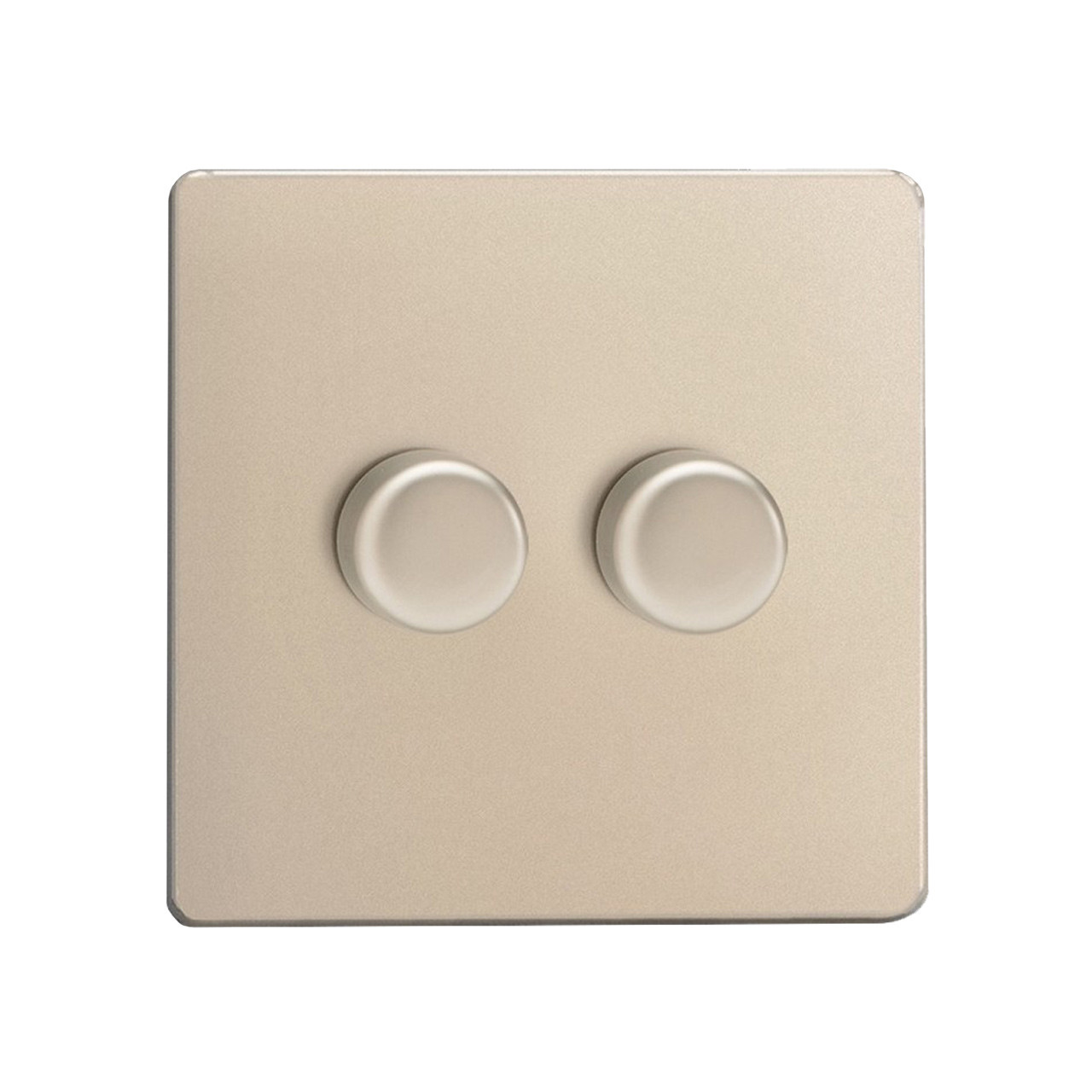 Varilight Screwless LED V-Pro Urban 2 Gang Rotary Dimmer Switch Satin