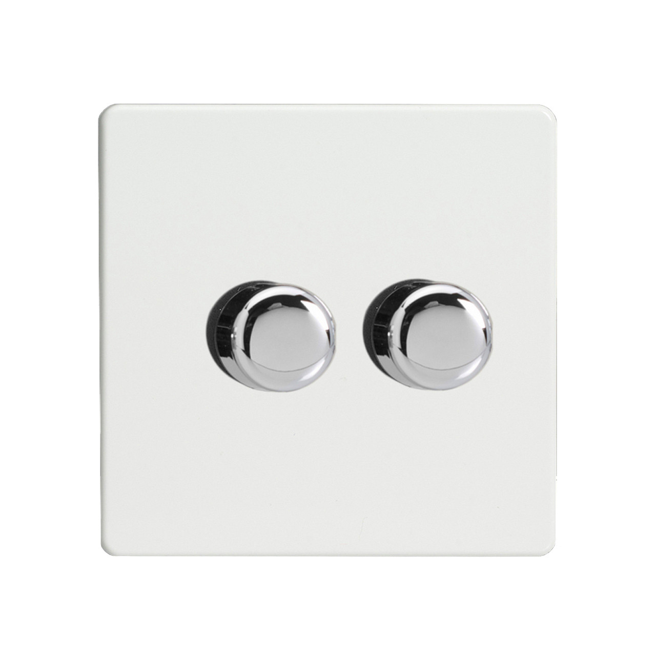 Varilight Screwless LED V-Pro 2 Gang Rotary Dimmer Switch Premium White