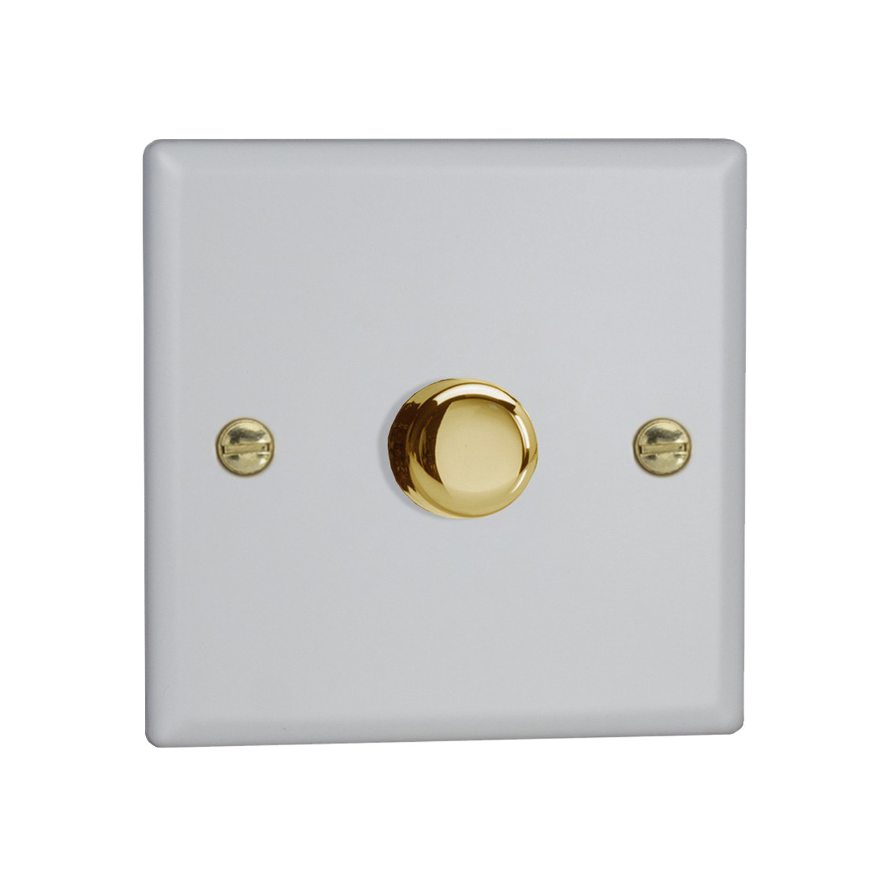 Varilight Vogue LED V-Pro 1 Gang Rotary Dimmer Switch White with Brass Knob