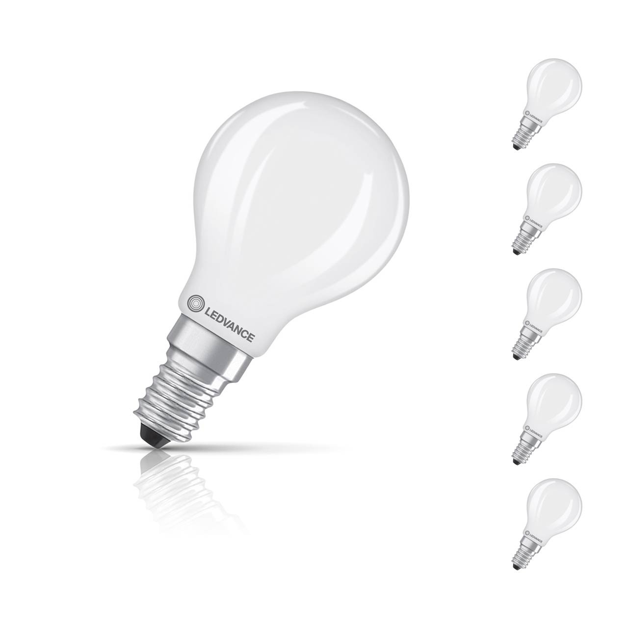 5-Pack Ledvance Golfball LED Light Bulbs E14 5.9W (60W Eqv) Dim Warm White Pearl Performace Class Round Small Screw Frosted