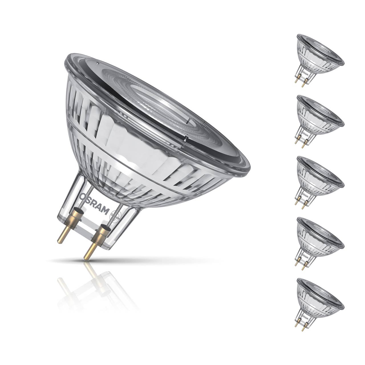 5-Pack Osram MR16 Spotlight LED Light Bulbs 3.4W (35W Eqv) 12V Dim Warm White Superstar Halogen Replacement 2-Pin 36°