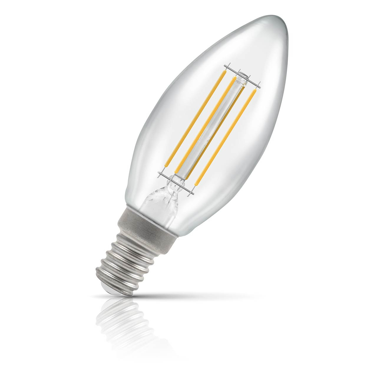 Crompton Candle LED Light Bulb E14 4.2W (40W Eqv) Warm White Filament Clear