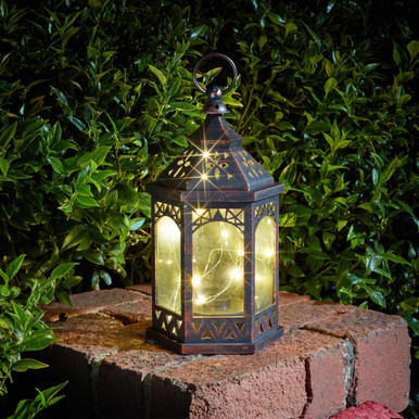 Outside In LED Firefly Maroc Battery Operated Lantern Bronze