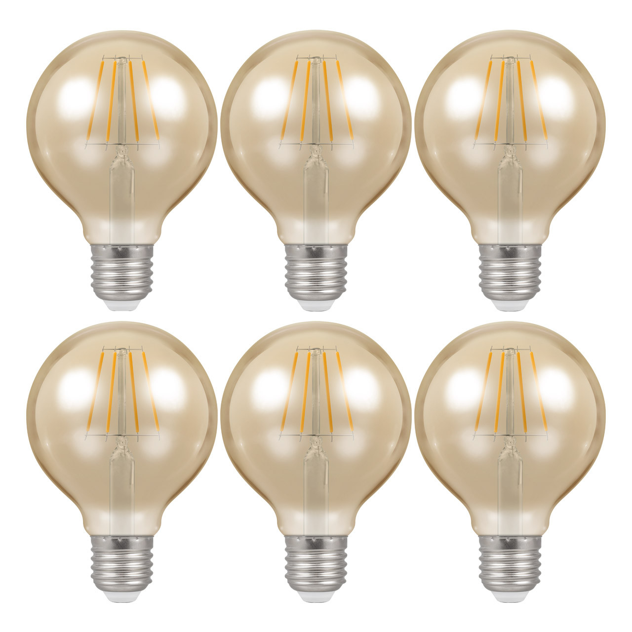 Image of Crompton Globe LED Light Bulb G80 E27 5W (35W Eqv) Warm White 6-Pack Vintage
