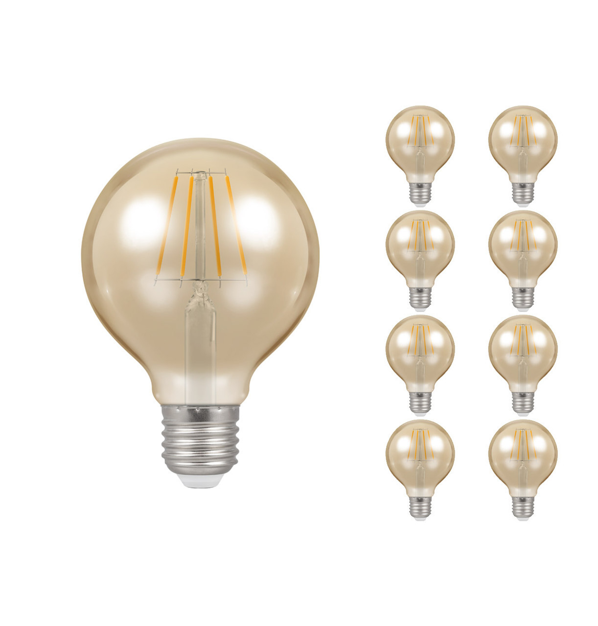Image of Crompton Globe LED Light Bulb G80 E27 5W (35W Eqv) Warm White 8-Pack Vintage