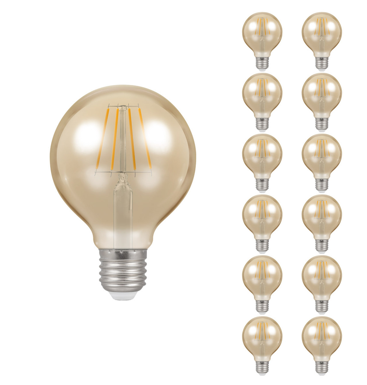 Image of Crompton Globe LED Light Bulb G80 E27 5W (35W Eqv) Warm White 12-Pack Vintage