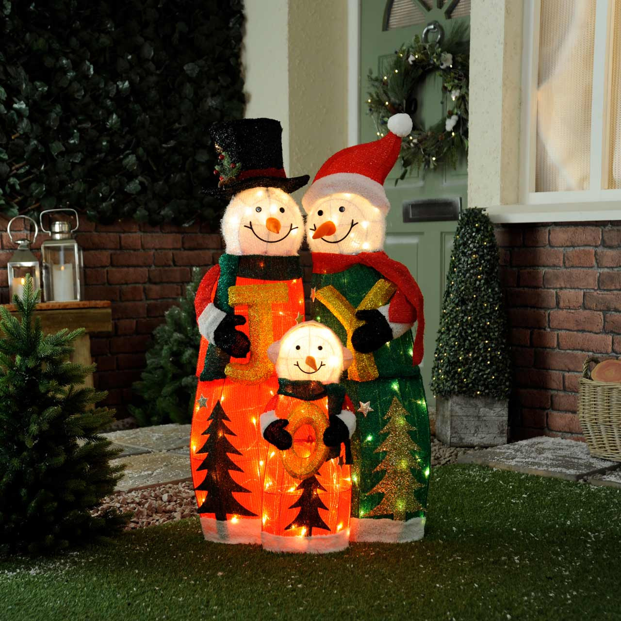 Image of Festive 100cm Battery Operated Lit Snowman Family